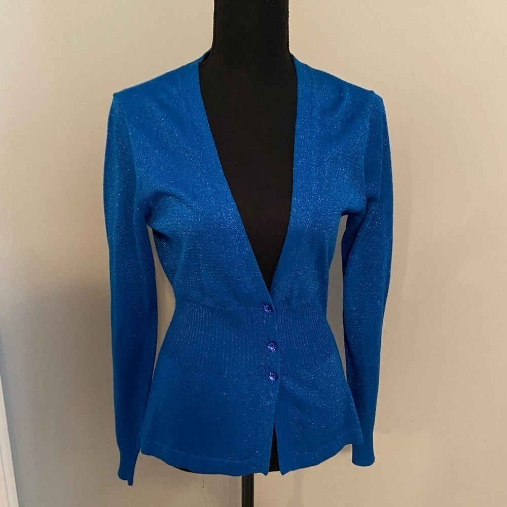NY&Co size small blue sparkly cardigan sweater